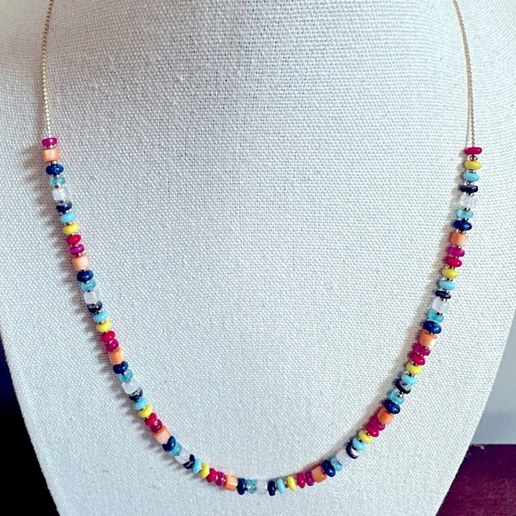 LOFT Multi Colored Beaded Necklace Rainbow Colorful Beads Jewelry Preppy 19" -21 - Picture 1 of 7